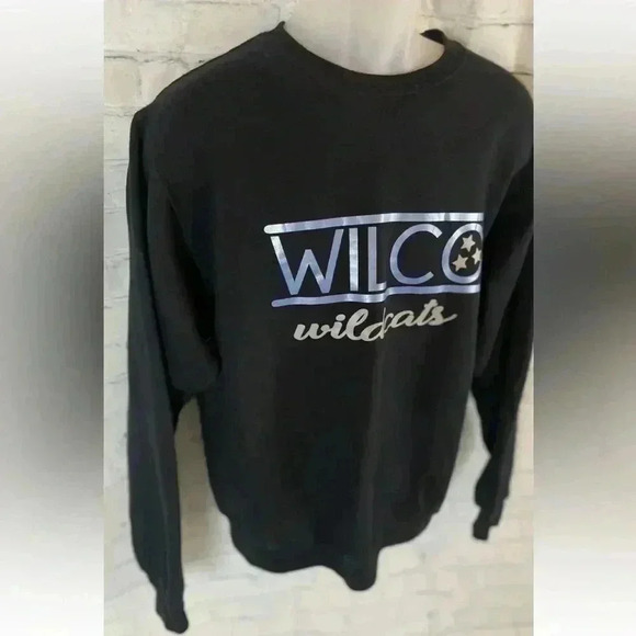 Wilco Wildcats Black Blue Pullover Crewneck Sweatshirt Woman’s Size M Cheer Cute - Picture 5 of 12